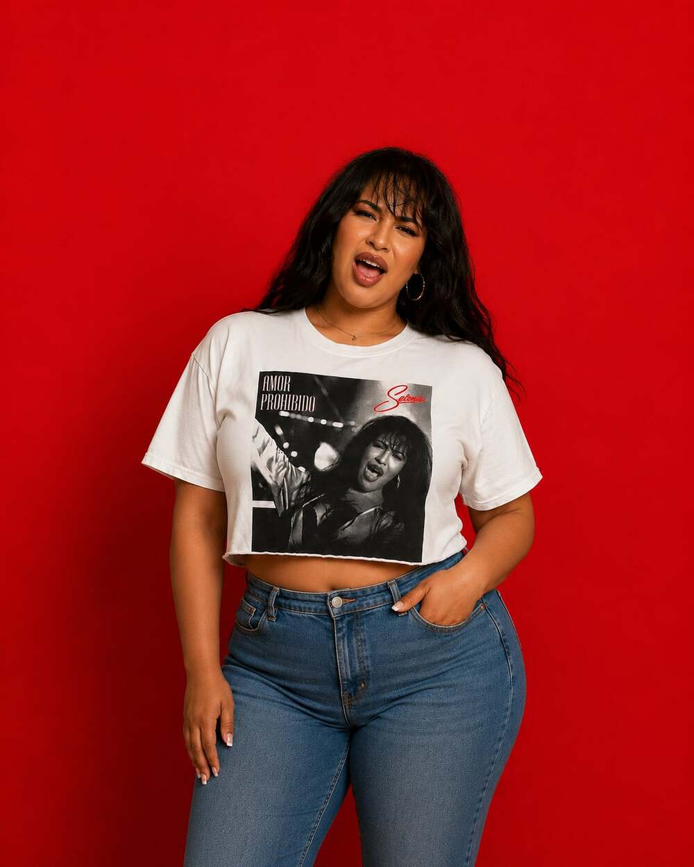Selena Amor Prohibido Official Merchandise Graphic Crop Top T-Shirt
